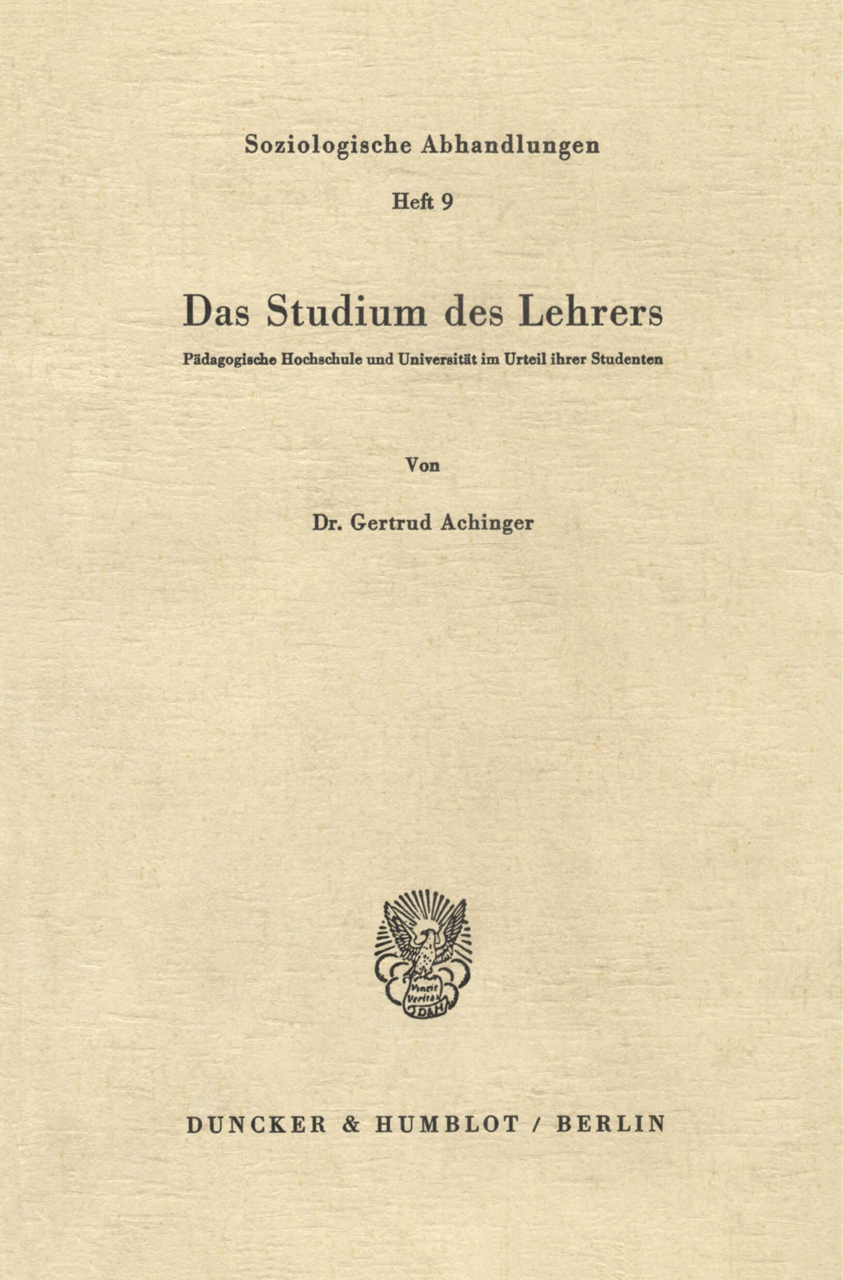 Das Studium des Lehrers