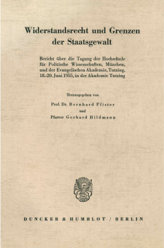 Widerstandsrecht und Grenzen der Staatsgewalt Widerstandsrecht und Grenzen der Staatsgewalt