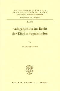 Anlegerschutz im Recht der Effektenkommission