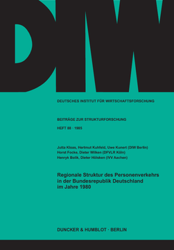 Regionale Struktur des Personenverkehrs in der Bundesrepublik Deutschland im Jahre 1980 Regionale Struktur des Personenverkehrs in der Bundesrepublik Deutschland im Jahre 1980
