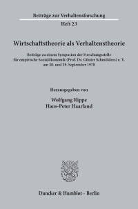 Wirtschaftstheorie als Verhaltenstheorie