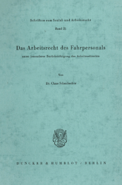 Das Arbeitsrecht des Fahrpersonals Das Arbeitsrecht des Fahrpersonals