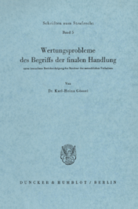 Wertungsprobleme des Begriffs der finalen Handlung