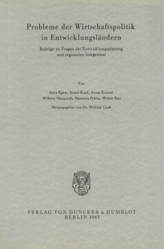 Probleme der Wirtschaftspolitik in Entwicklungsländern Probleme der Wirtschaftspolitik in Entwicklungsländern