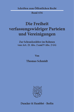 Die Freiheit verfassungswidriger Parteien und Vereinigungen Die Freiheit verfassungswidriger Parteien und Vereinigungen