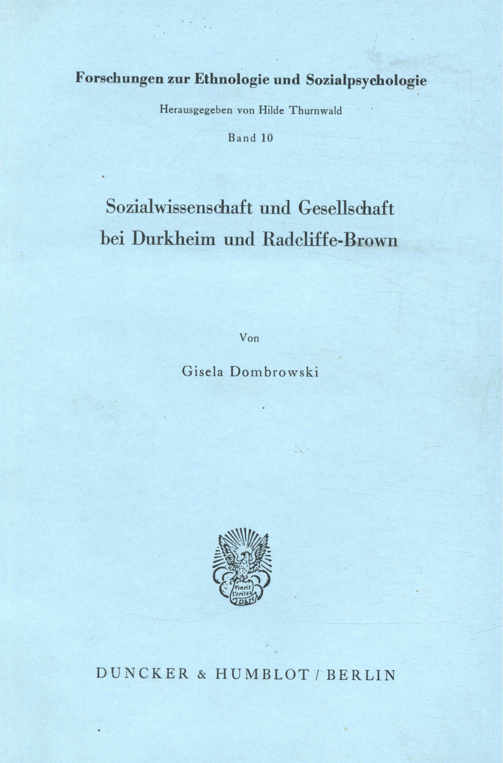 Sozialwissenschaft und Gesellschaft bei Durkheim und Radcliffe-Brown