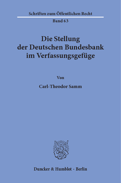 Die Stellung der Deutschen Bundesbank im Verfassungsgefüge