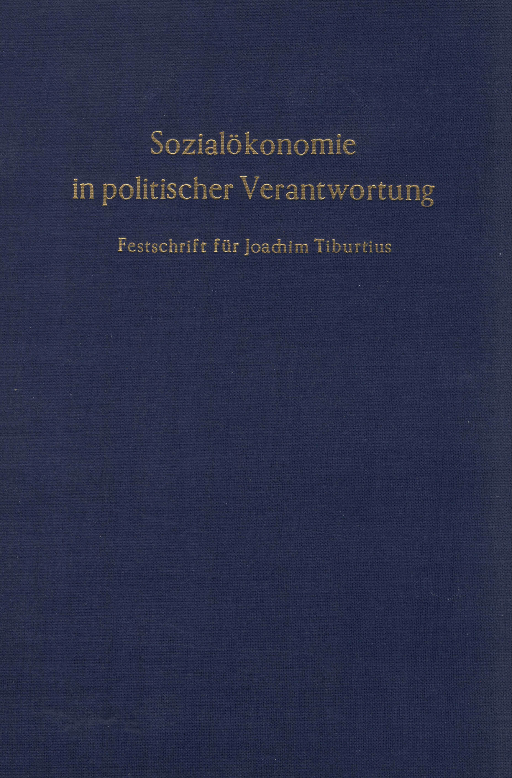 Sozialökonomie in politischer Verantwortung