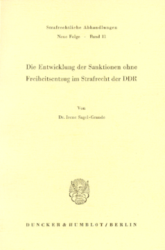 Die Entwicklung der Sanktionen ohne Freiheitsentzug im Strafrecht der DDR