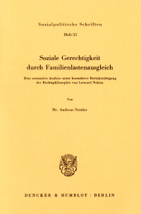Soziale Gerechtigkeit durch Familienlastenausgleich
