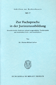 Zur Fachsprache in der Juristenausbildung Zur Fachsprache in der Juristenausbildung