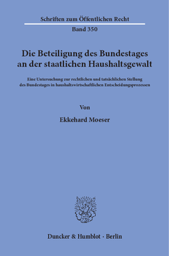 Die Beteiligung des Bundestages an der staatlichen Haushaltsgewalt