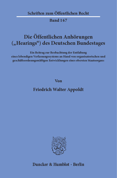Die Öffentlichen Anhörungen (»Hearings«) des Deutschen Bundestages