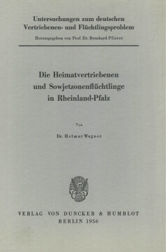 Untersuchungen zum deutschen Vertriebenen- und Flüchtlingsproblem Untersuchungen zum deutschen Vertriebenen- und Flüchtlingsproblem