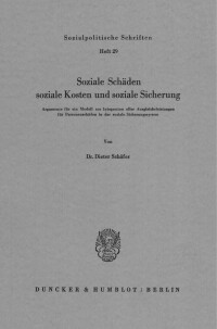 Soziale Schäden, soziale Kosten und soziale Sicherung