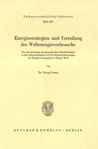 Energiestrategien und Verteilung des Weltenergieverbrauchs