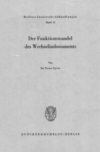 Der Funktionswandel des Wechselindossaments