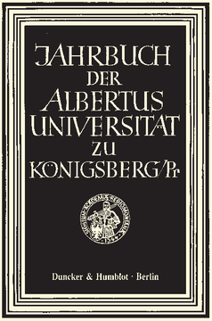 Jahrbuch der Albertus-Universität zu Königsberg/Pr Jahrbuch der Albertus-Universität zu Königsberg/Pr