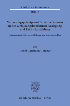 Verfassungsprinzip und Privatrechtsnorm in der verfassungskonformen Auslegung und Rechtsfortbildung Verfassungsprinzip und Privatrechtsnorm in der verfassungskonformen Auslegung und Rechtsfortbildung