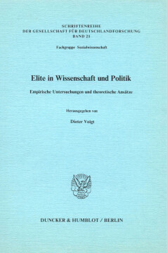 Elite in Wissenschaft und Politik Elite in Wissenschaft und Politik