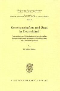 Genossenschaften und Staat in Deutschland