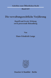 Die verwaltungsrechtliche Verjährung