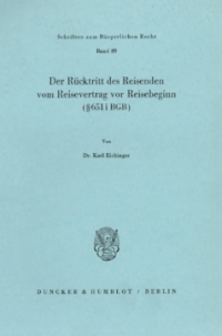 Der Rücktritt des Reisenden vom Reisevertrag vor Reisebeginn (§ 651 i BGB)