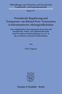 Prozedurale Regulierung und Transparenz von Related Party Transactions in börsennotierten Aktiengesellschaften