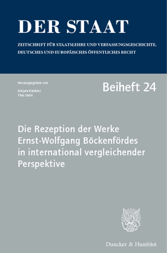 Die Rezeption der Werke Ernst-Wolfgang Böckenfördes in international vergleichender Perspektive