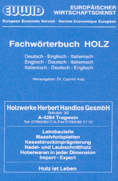 Fachwörterbuch HOLZ Fachwörterbuch HOLZ