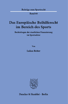 Das Europäische Beihilferecht im Bereich des Sports