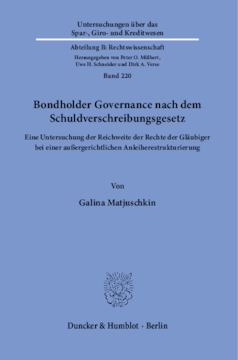 Bondholder Governance nach dem Schuldverschreibungsgesetz