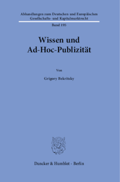 Wissen und Ad-Hoc-Publizität Wissen und Ad-Hoc-Publizität