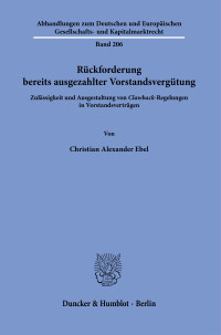 Rückforderung bereits ausgezahlter Vorstandsvergütung