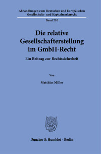 Die relative Gesellschafterstellung im GmbH-Recht