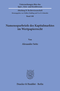 Namenssparbriefe des Kapitalmarktes im Wertpapierrecht