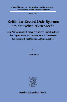Kritik des Record-Date-Systems im deutschen Aktienrecht
