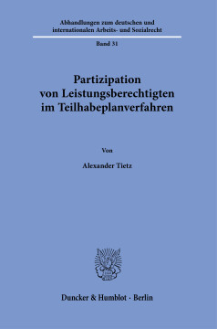 Partizipation von Leistungsberechtigten im Teilhabeplanverfahren Partizipation von Leistungsberechtigten im Teilhabeplanverfahren