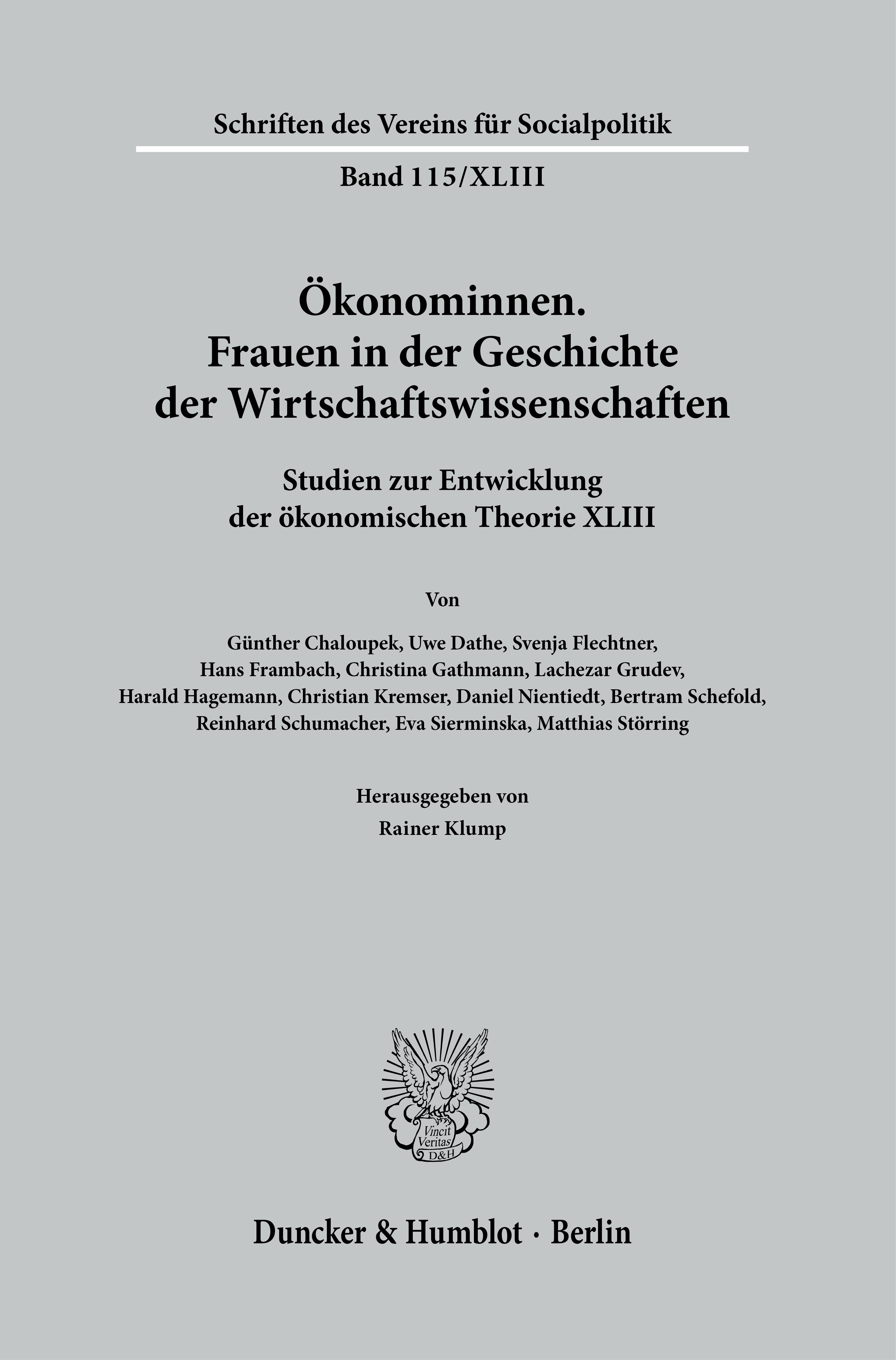 Ökonominnen. Frauen in der Geschichte der Wirtschaftswissenschaften