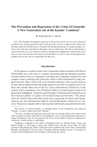 The Prevention and Repression of the Crime of Genocide: A New Generation out of the Kamite Continent