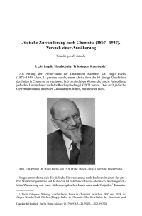 Jüdische Zuwanderung nach Chemnitz (1867 – 1947). Versuch einer Annäherung