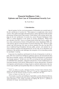 Financial Intelligence Units – Epitome and Test Case of Transnational Security Law
