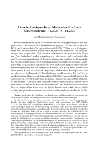 Aktuelle Rechtsprechung: Materielles Strafrecht (Berichtszeitraum 1.1.2030–31.12.2030)
