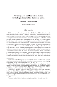 ‘Security Law’ and Preventive Justice in the Legal Order of the European Union