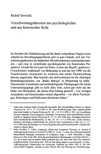 Verschwörungstheorien aus psychologischer und aus historischer Sicht