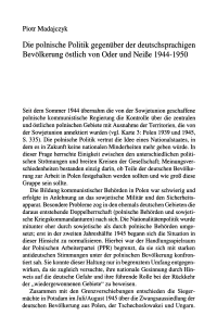 Die polnische Politik gegenüber der deutschsprachigen Bevölkerung östlich von Oder und Neiße 1944-1950
