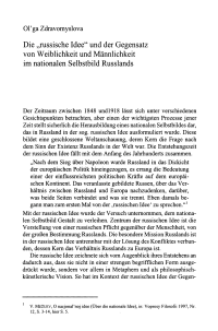 Die „russische Idee" und der Gegensatz von Weiblichkeit und Männlichkeit im nationalen Selbstbild Russlands