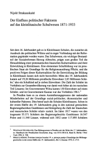 Der Einfluss politischer Faktoren auf das kleinlitauische Schulwesen 1871-1933