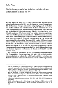 Die Beziehungen zwischen jüdischen und christlichen Unternehmern in Lodz bis 1914