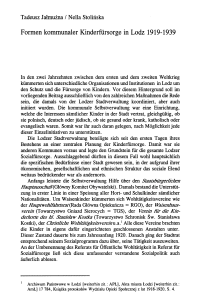 Formen kommunaler Kinderfürsorge in Lodz 1919-1939
